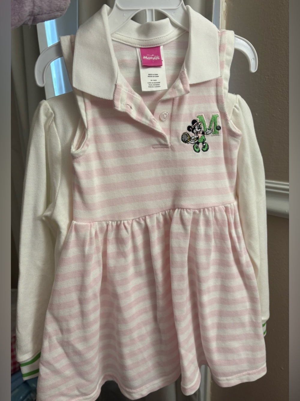 Disney Pink and White Striped Polo Dress